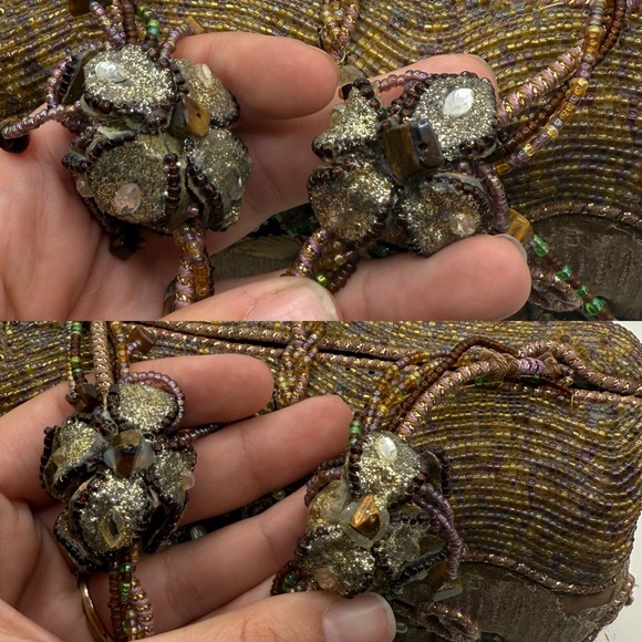 Vintage Mary Frances Embellished Floral Beaded Gems Crossbody Purse Clutch - Picture 9 of 16